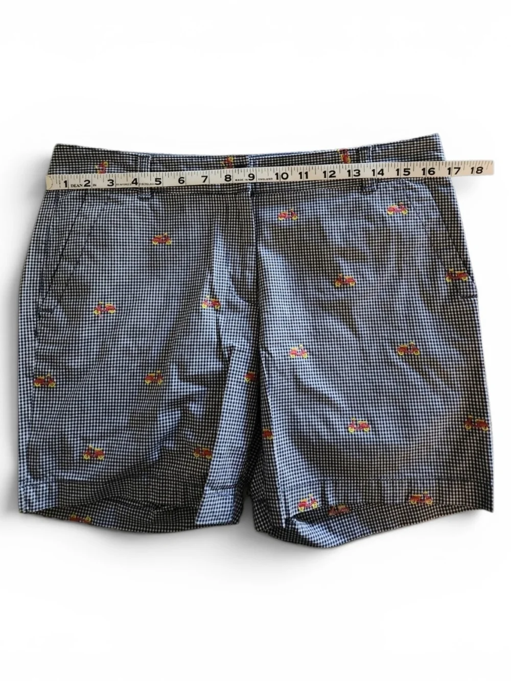 Talbots The Weekend Chino Shorts Navy Check With Applique Size 8P